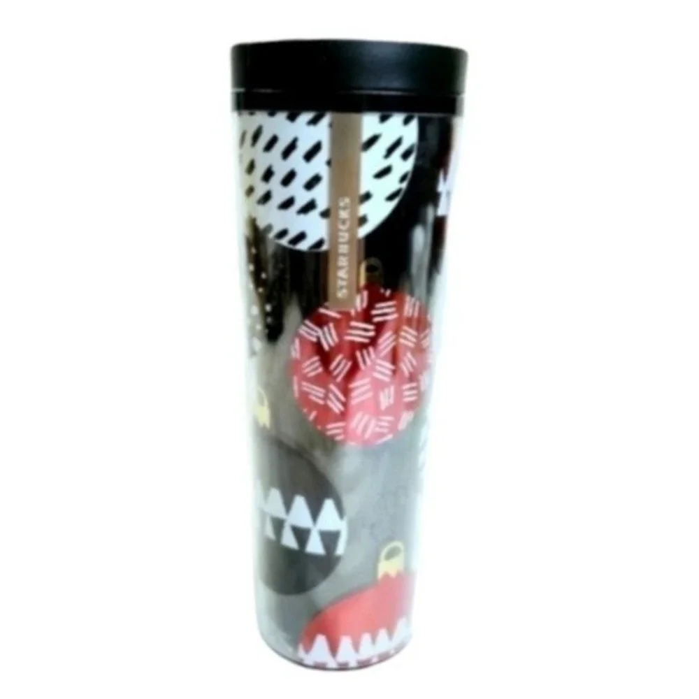 Starbucks Cofee Travel Tumbler Christmas Black Red White Lid 2013